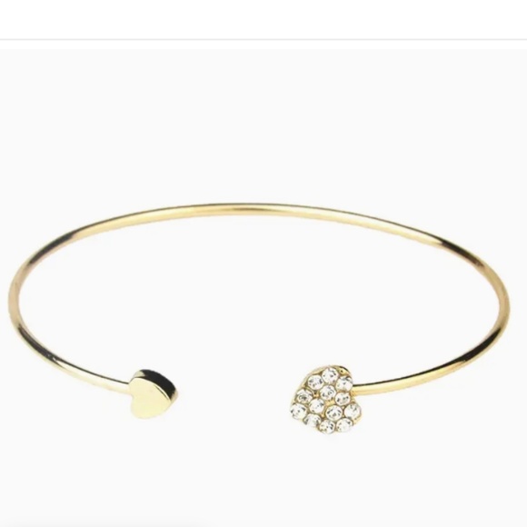 2 for $12 Adjustable Love Heart Silver and Gold-tone Bangle Bracelets - Picture 1 of 13